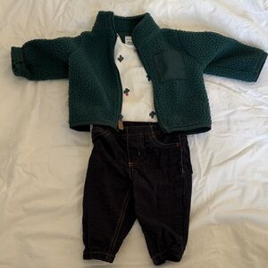 Carter's Dark Green Sherpa Jacket and Navy Pants Set